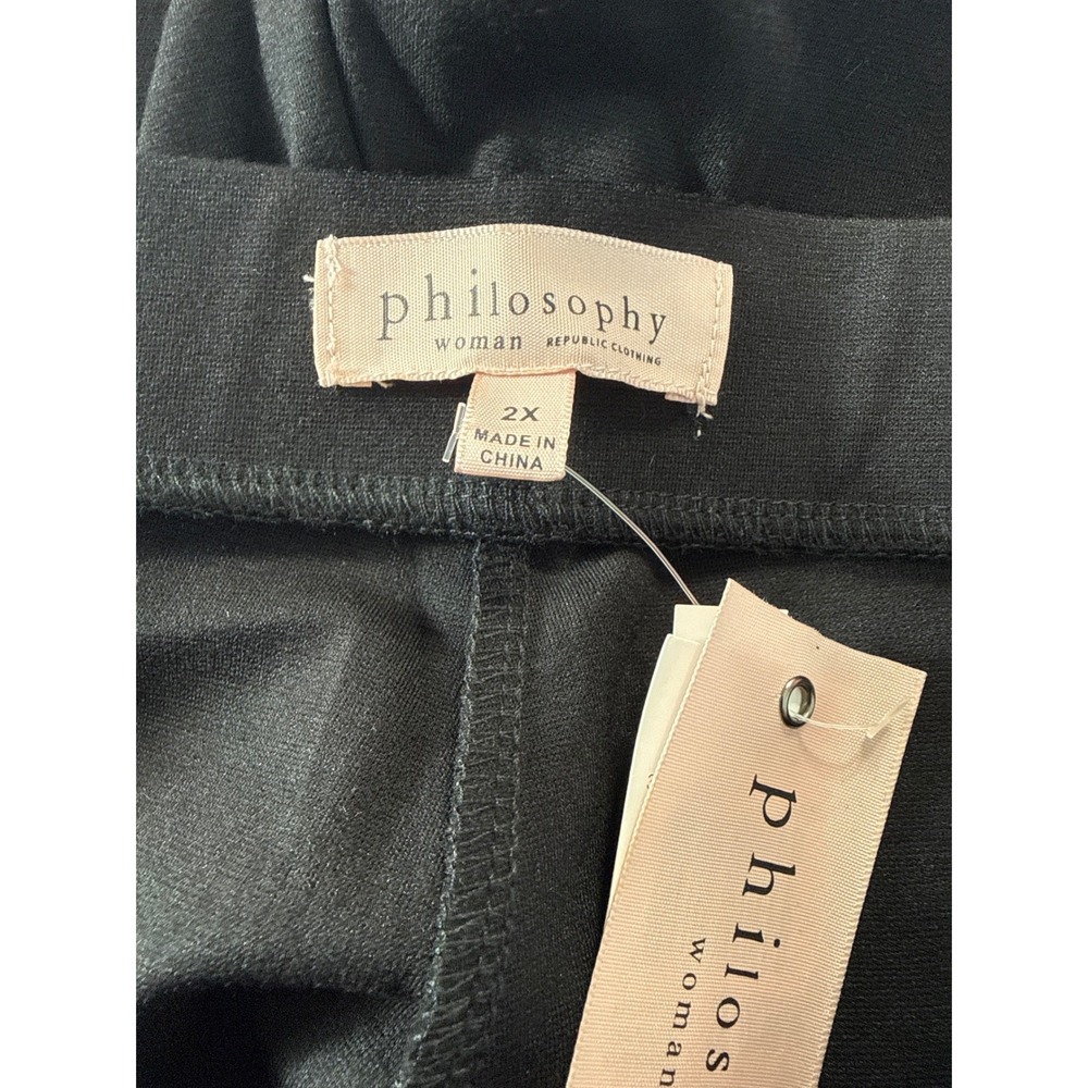 Philosophy Woman Black Pull On Tapered Leg Pants Plus Size 2X NWT Stretch Knit - Picture 7 of 9